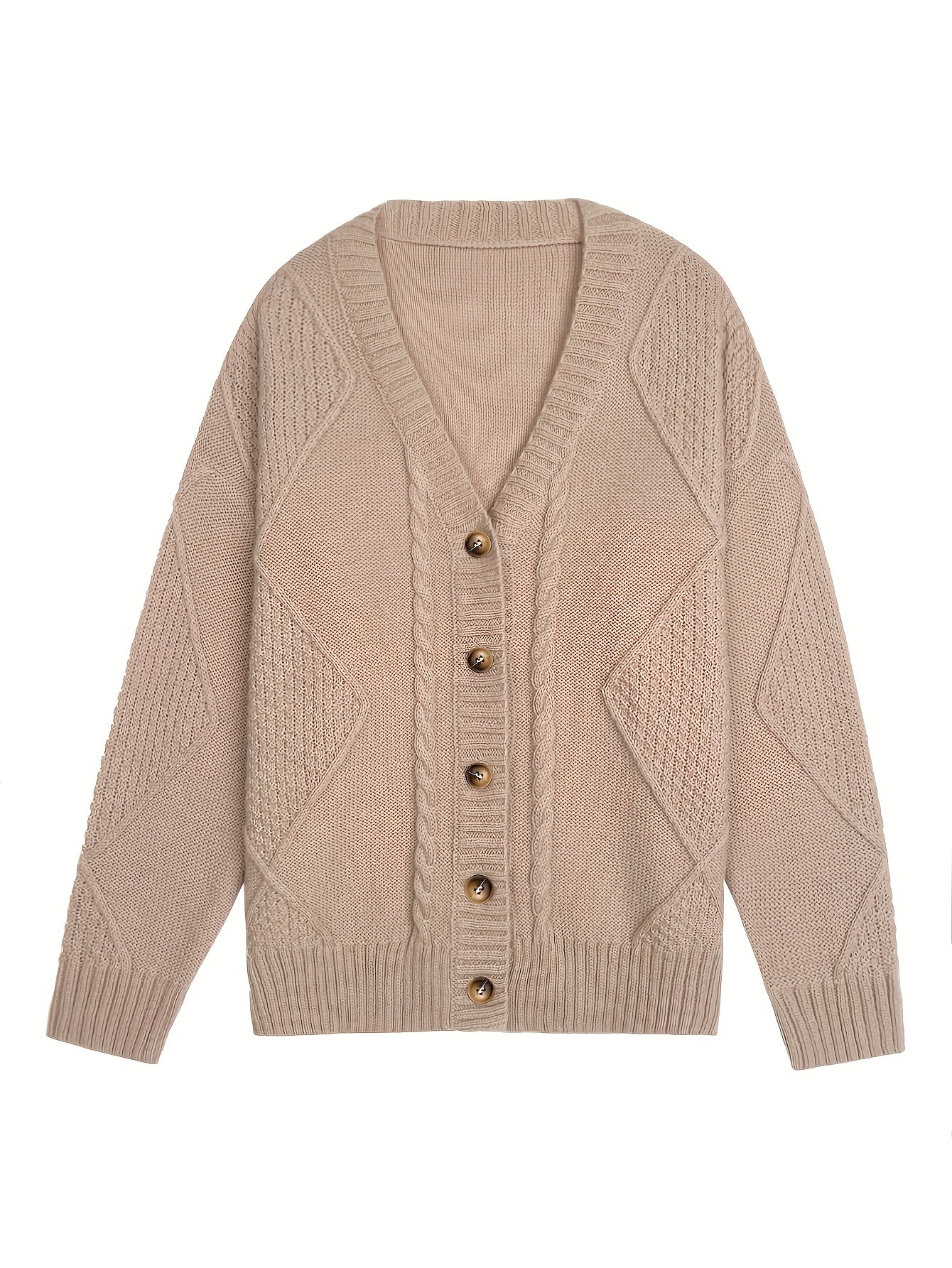 Women's Brown V-Neck Cardigan Sweater