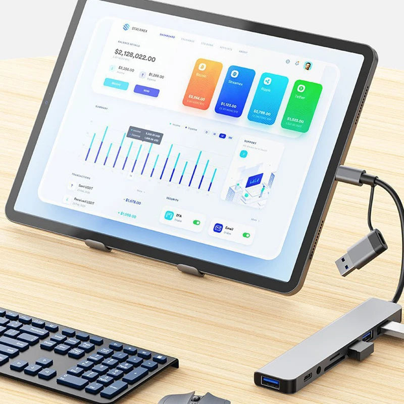 8-in-2 USB & Type-C Hub Adapter