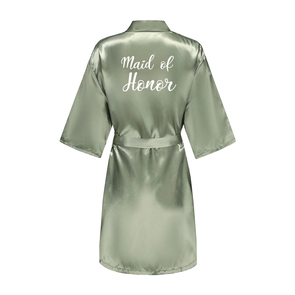 Bridesmaid Satin Robe – Grass Green
