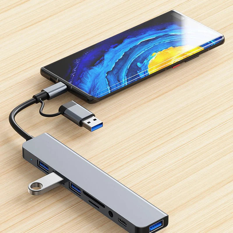8-in-2 USB & Type-C Hub Adapter