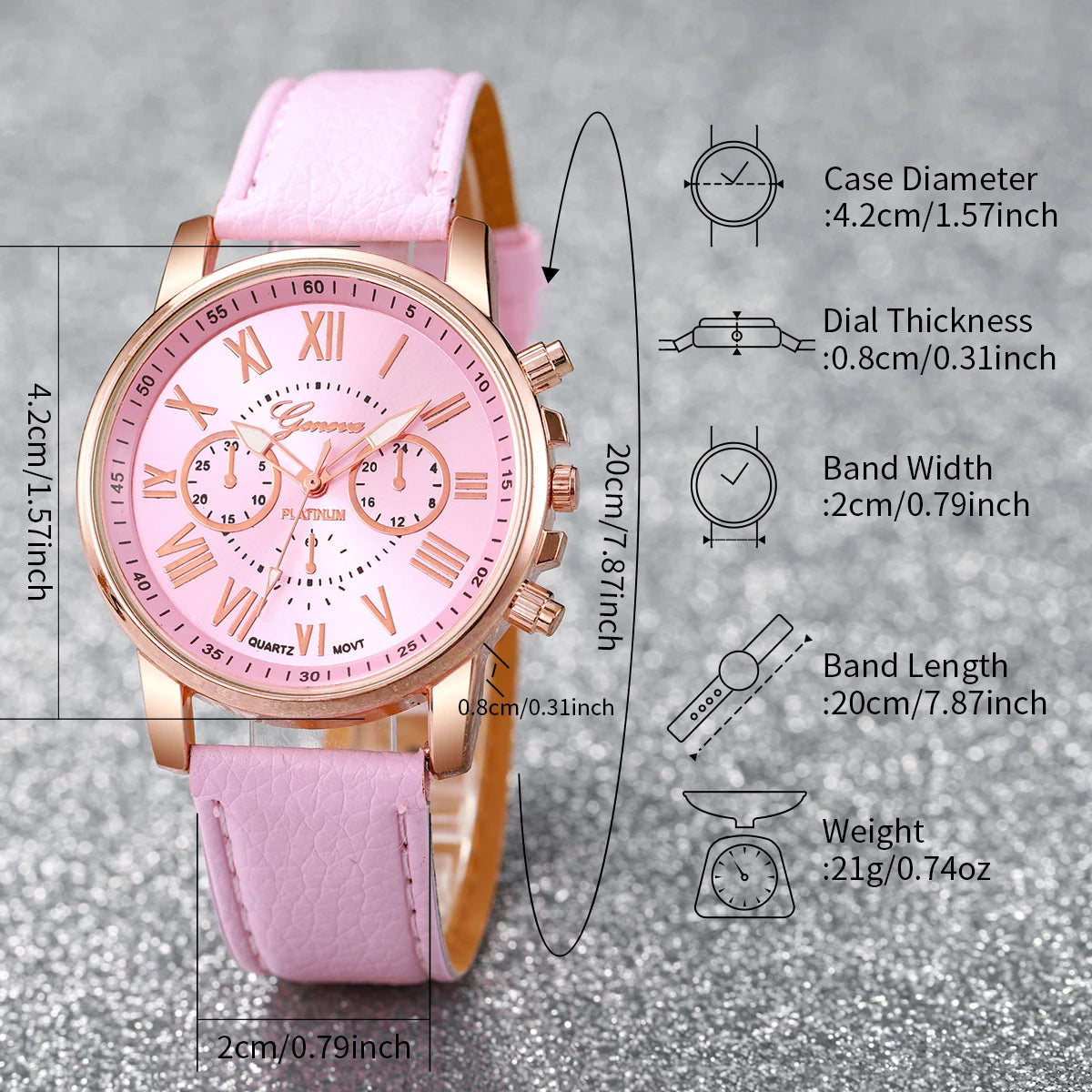 Women’s Rhinestone Watch & Jewelry Set (5PCS)
