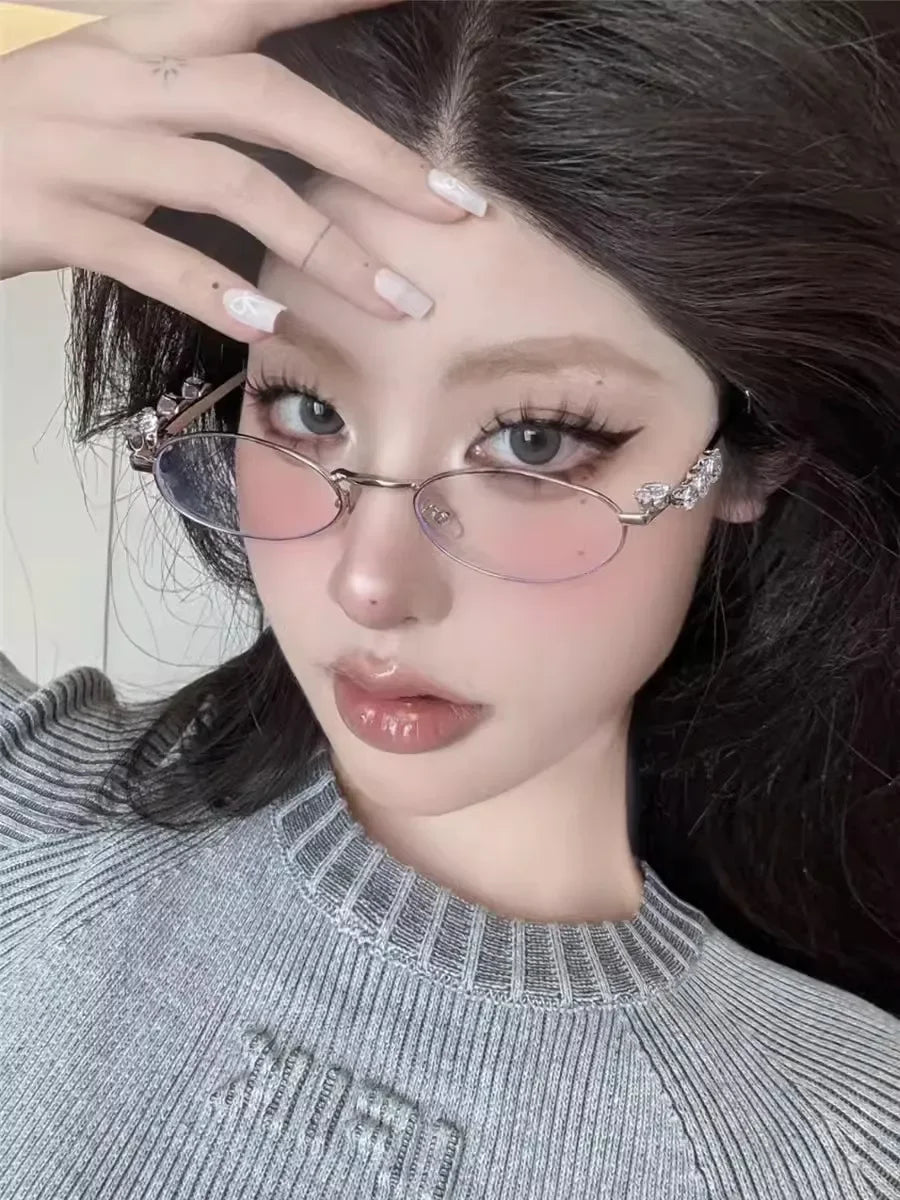 Rhinestone Oval Retro Sunglasses