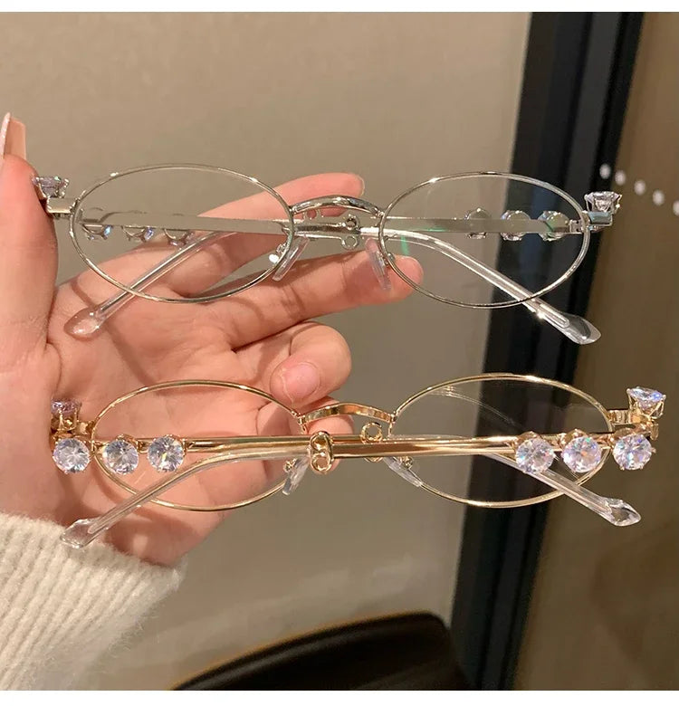 Rhinestone Oval Retro Sunglasses