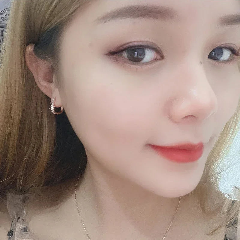 925 Sterling Silver Crystal Hoop Earrings
