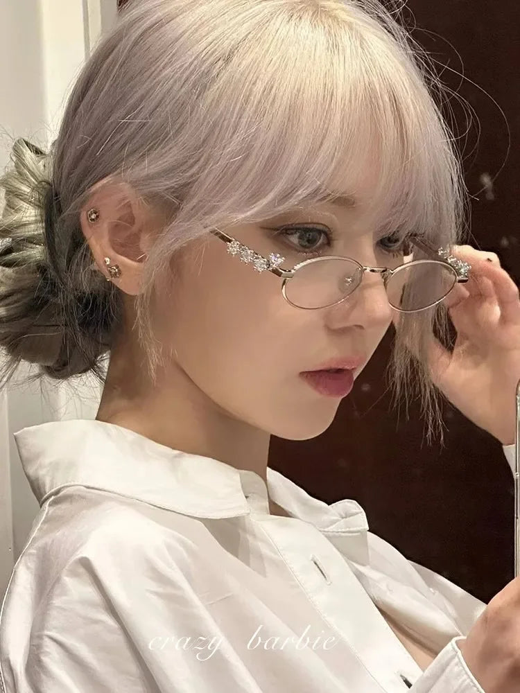 Rhinestone Oval Retro Sunglasses