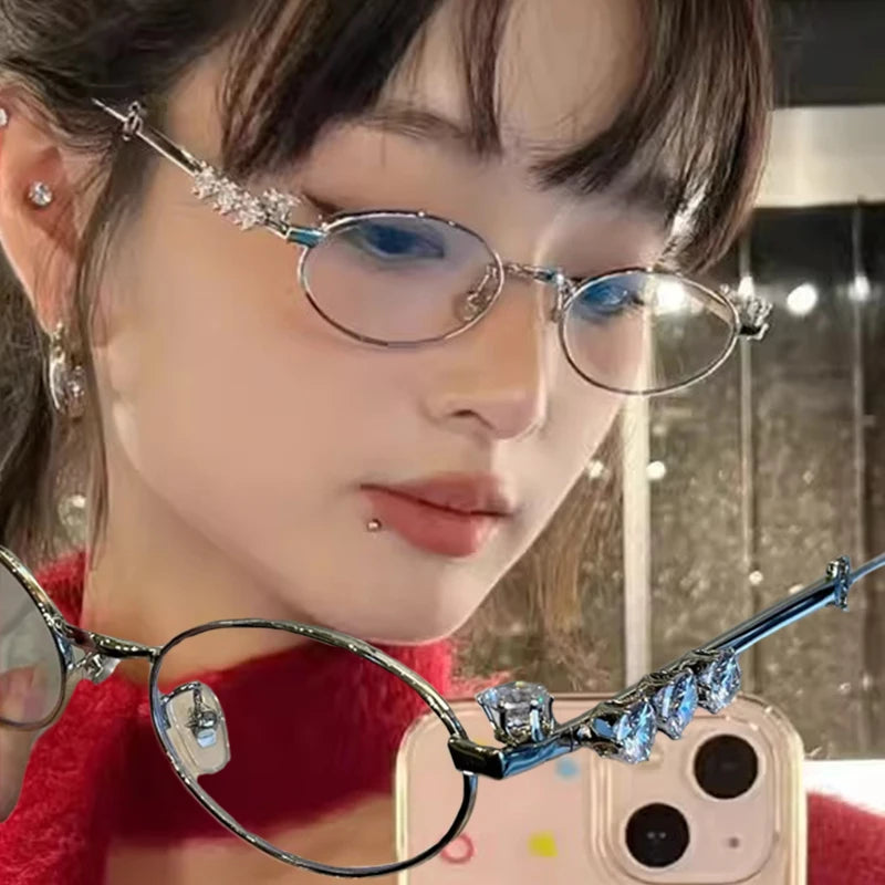 Rhinestone Oval Retro Sunglasses