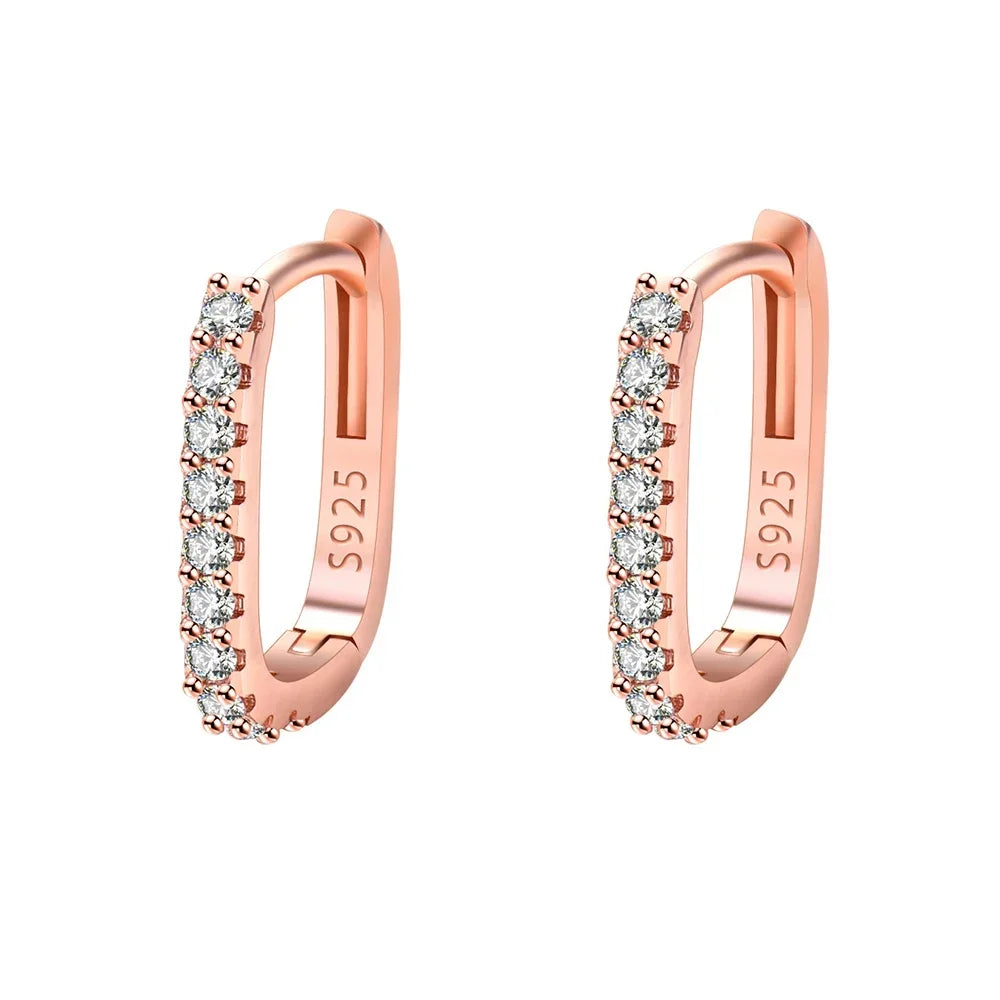 925 Sterling Silver Crystal Hoop Earrings