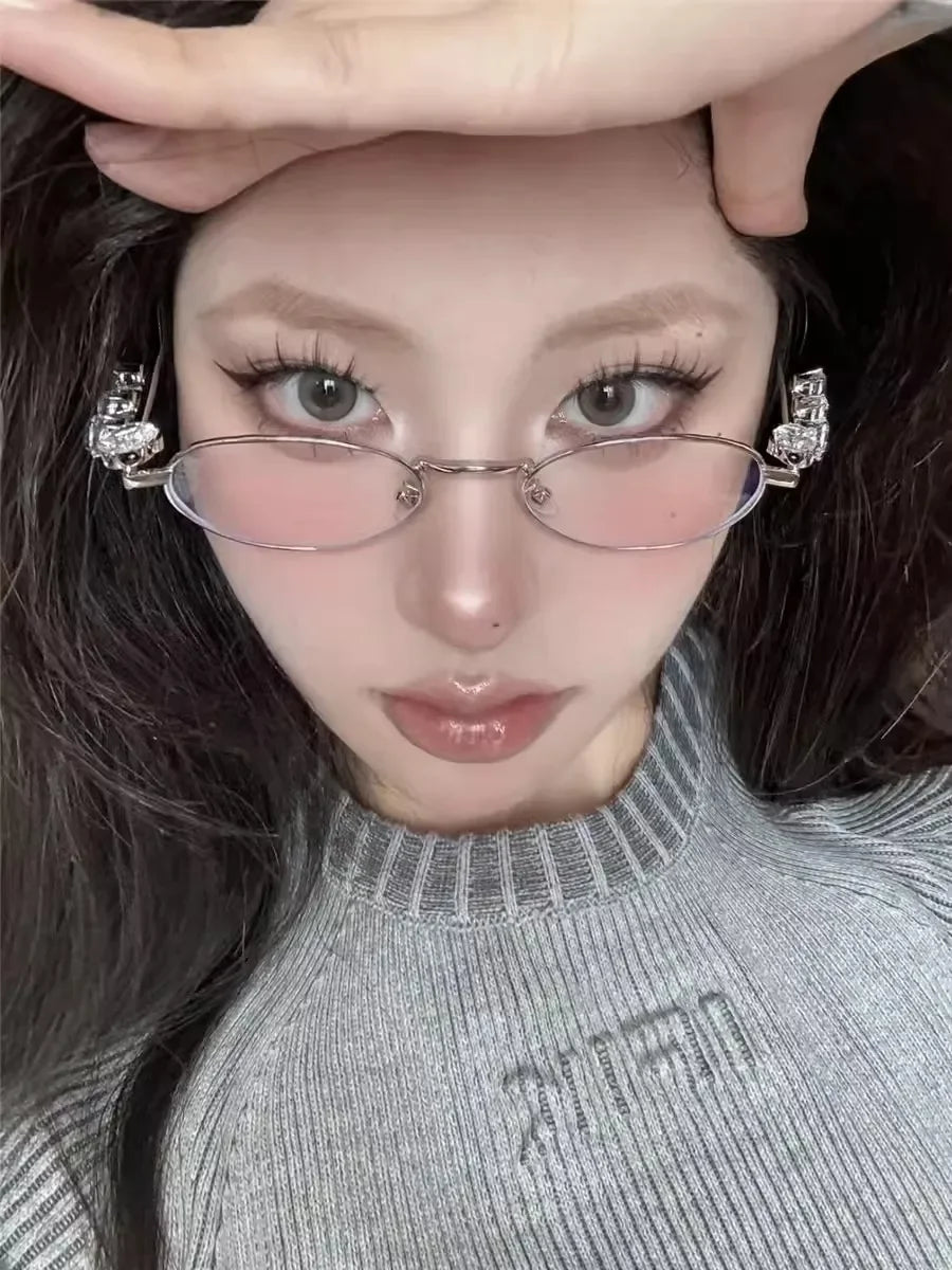 Rhinestone Oval Retro Sunglasses