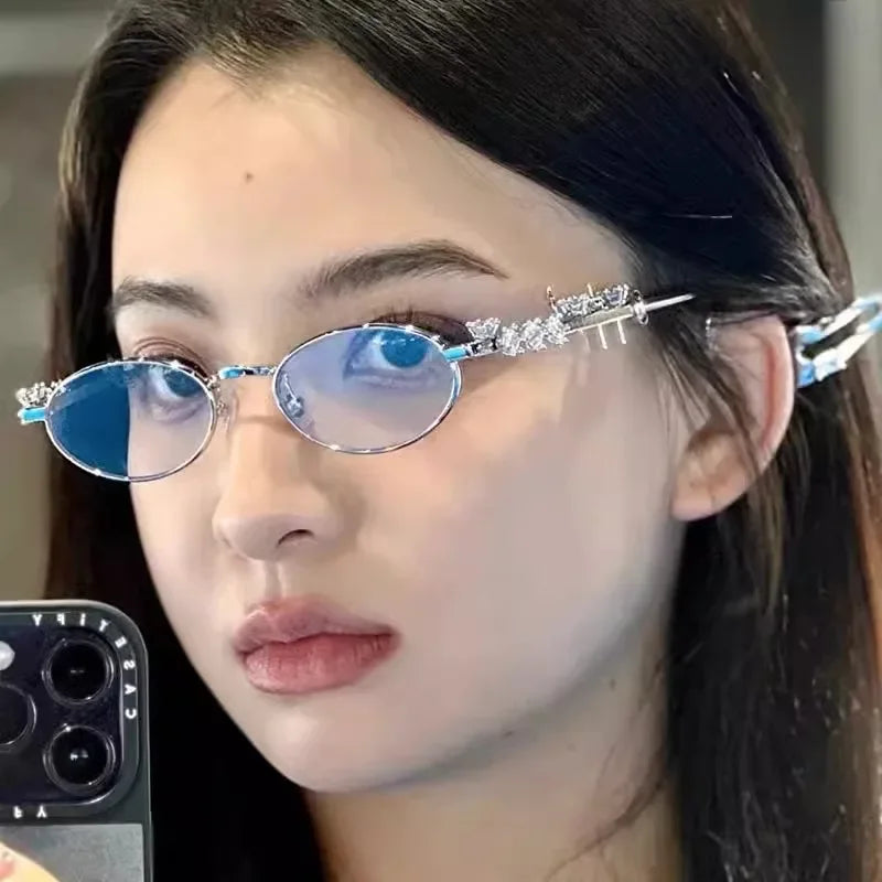 Rhinestone Oval Retro Sunglasses