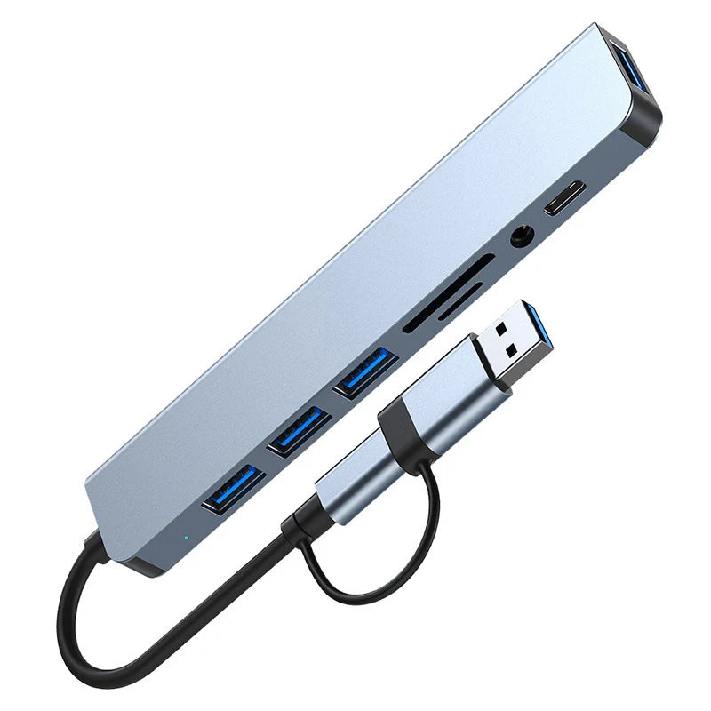 8-in-2 USB & Type-C Hub Adapter
