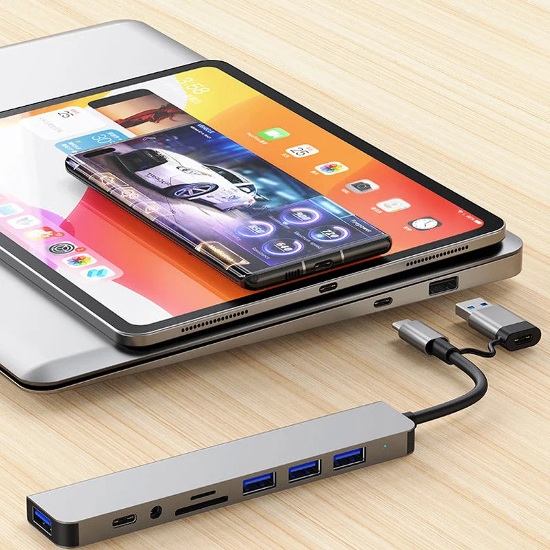 8-in-2 USB & Type-C Hub Adapter