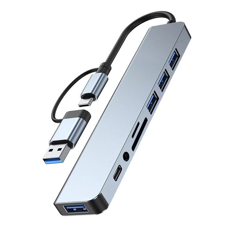 8-in-2 USB & Type-C Hub Adapter