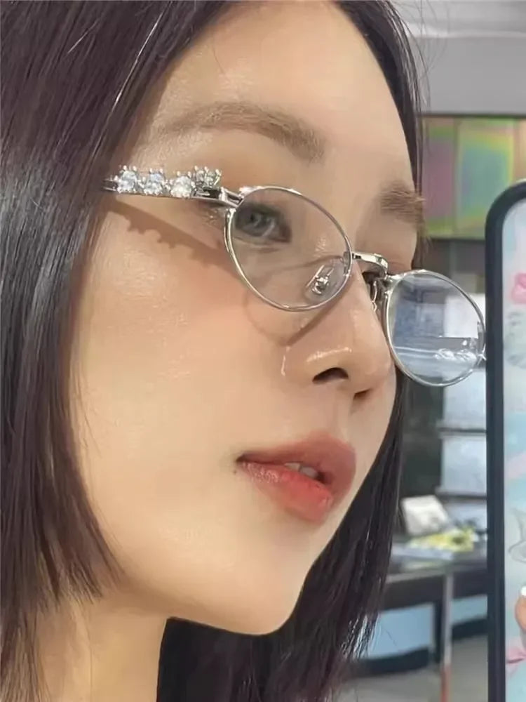 Rhinestone Oval Retro Sunglasses