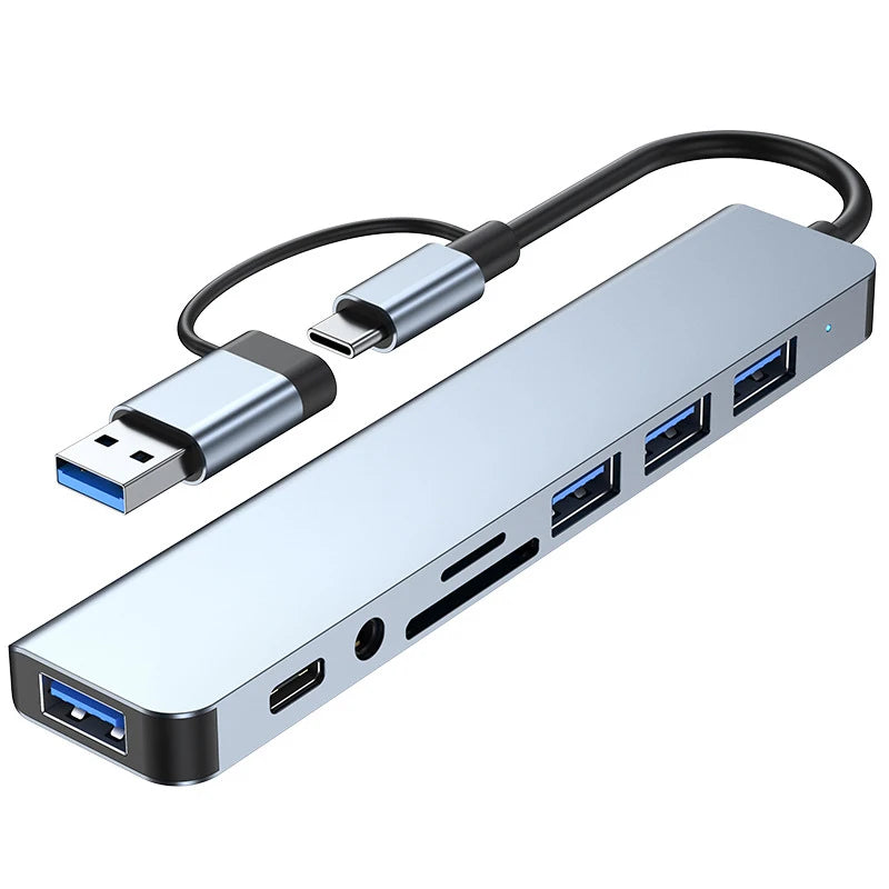 8-in-2 USB & Type-C Hub Adapter