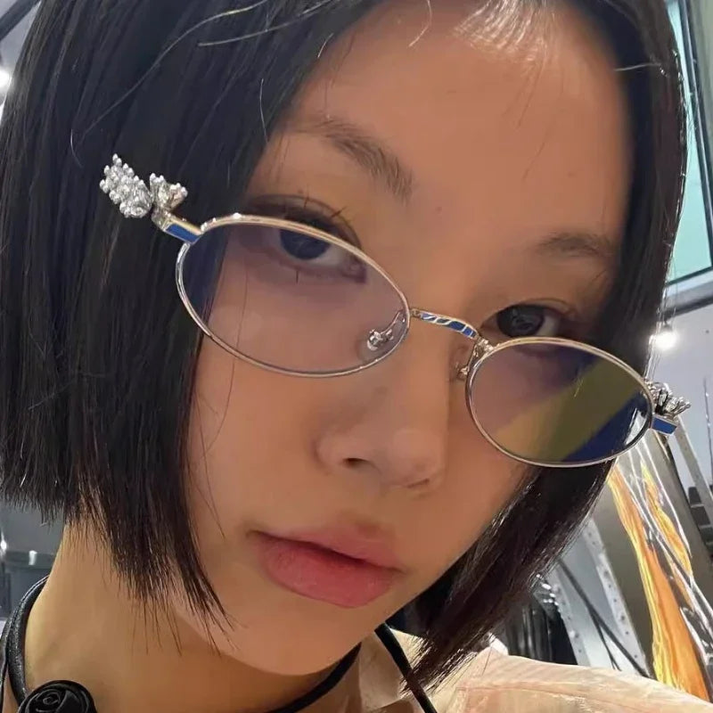 Rhinestone Oval Retro Sunglasses