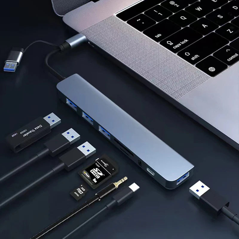 8-in-2 USB & Type-C Hub Adapter