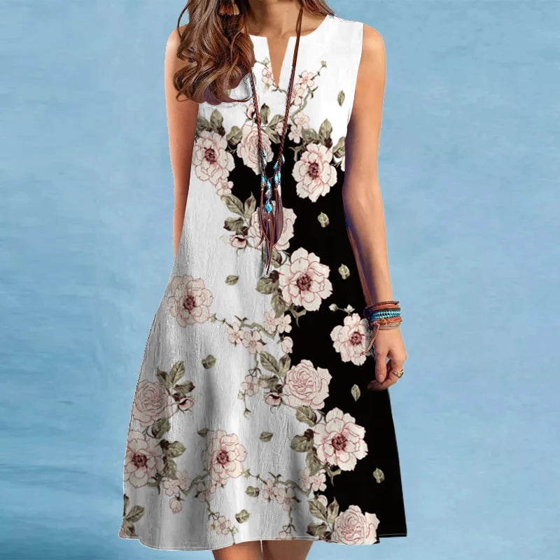 European Style Printed Maxi Dress