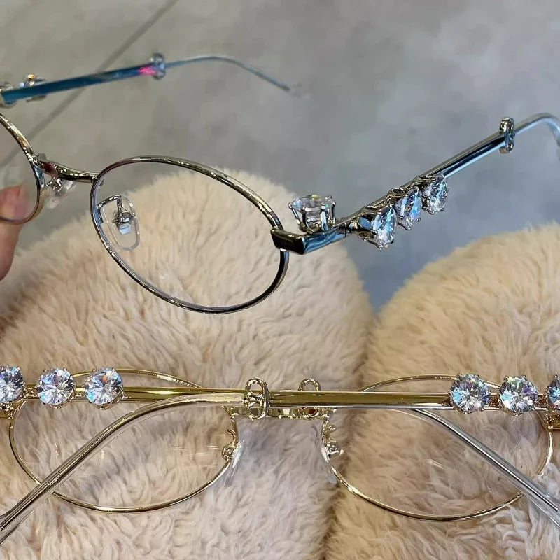 Rhinestone Oval Retro Sunglasses