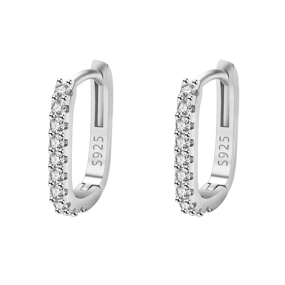 925 Sterling Silver Crystal Hoop Earrings
