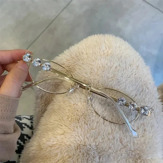 Rhinestone Oval Retro Sunglasses