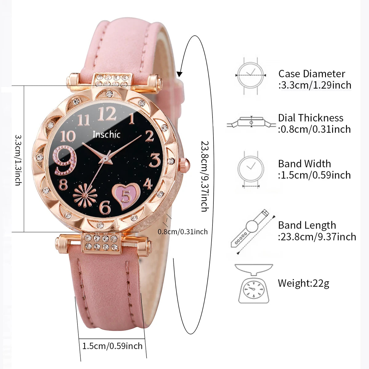 Elegant 6-piece women's watch set without box