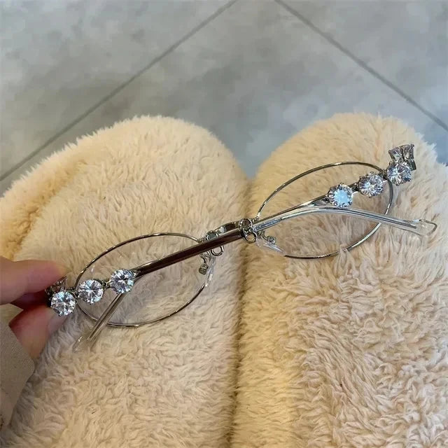 Rhinestone Oval Retro Sunglasses