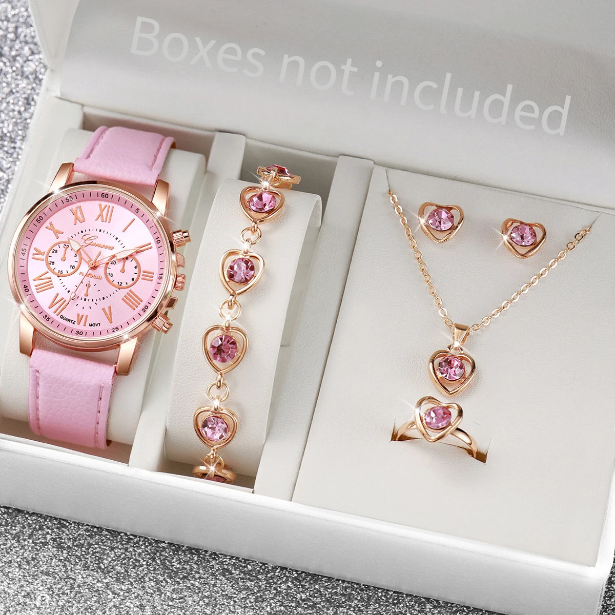 Women’s Rhinestone Watch & Jewelry Set (5PCS)