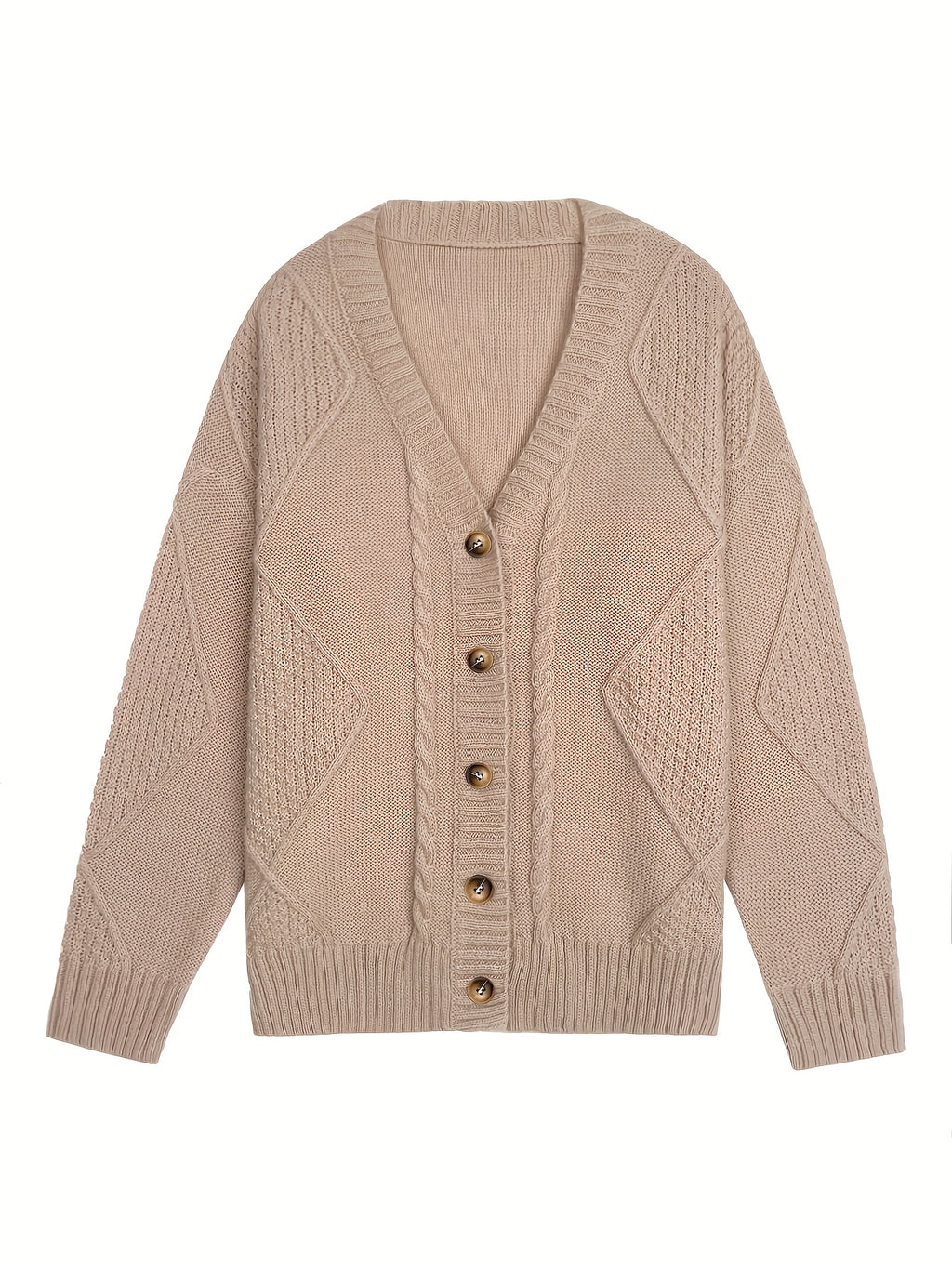 Women's Brown V-Neck Cardigan Sweater