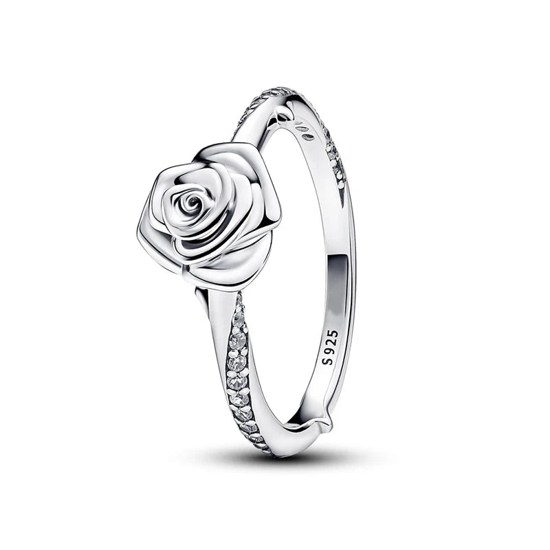 Elegant Silver Rose Ring for Women