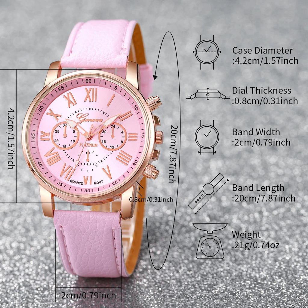 Women’s Rhinestone Watch & Jewelry Set (5PCS)