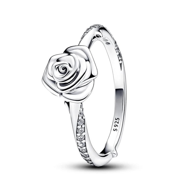 Elegant Silver Rose Ring for Women